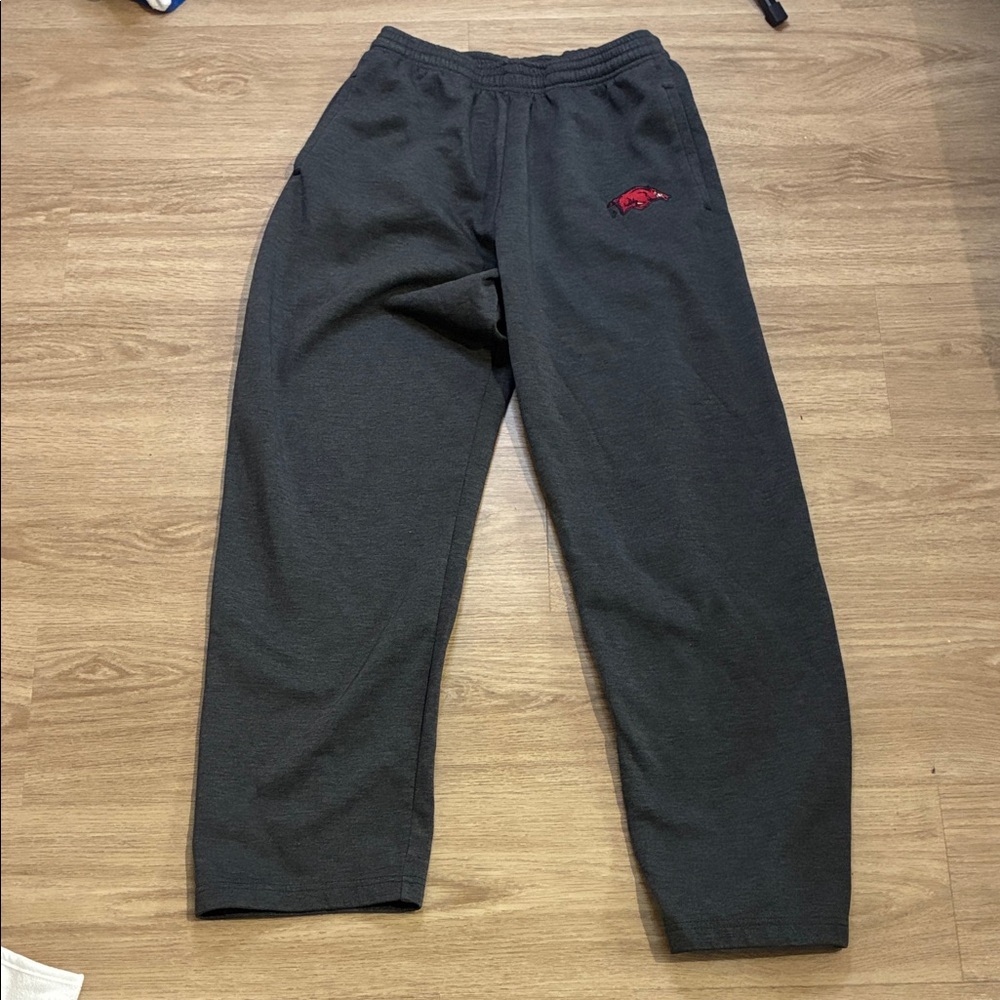 University of Arkansas Razorbacks Dark Gray Sweatpants with Red Logo